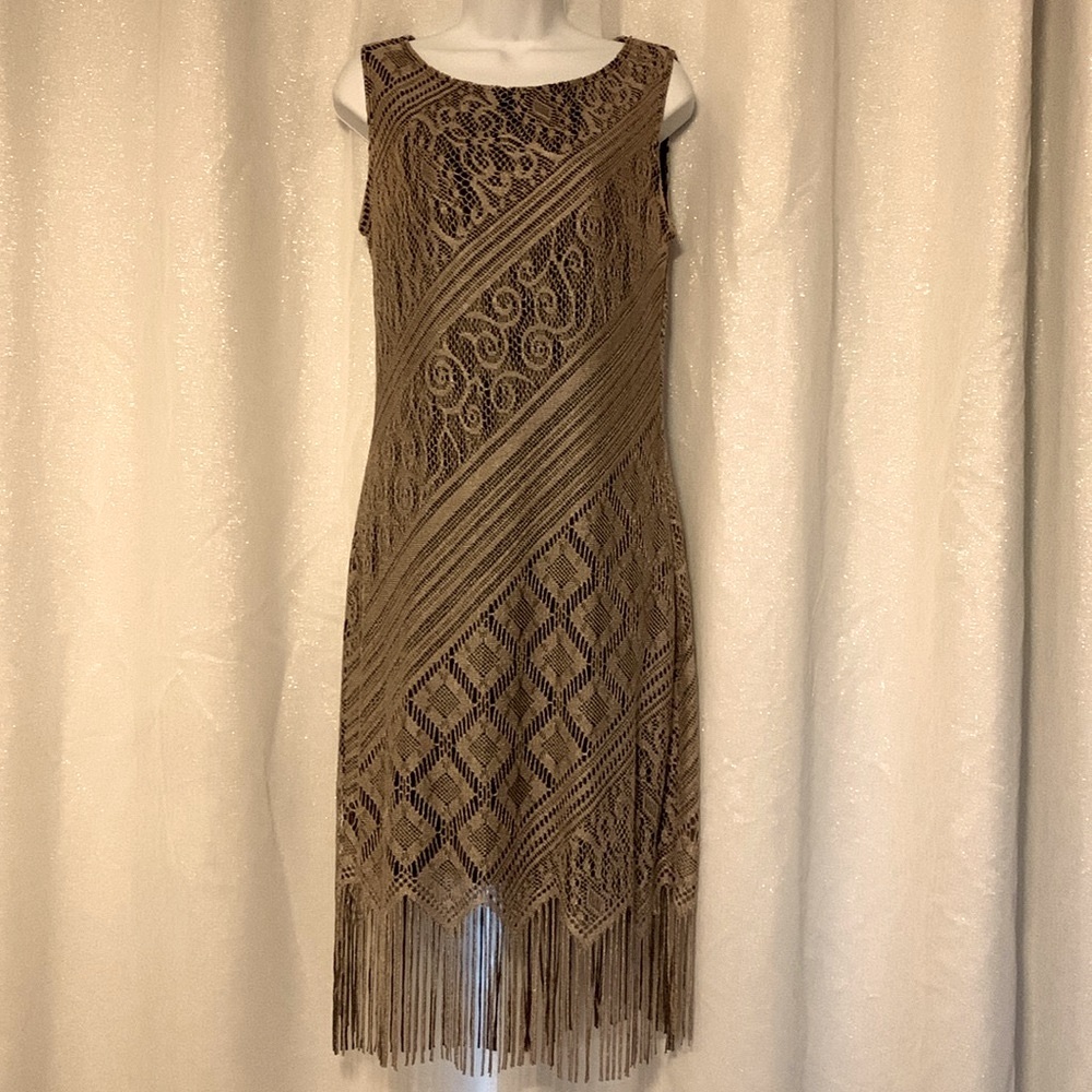 Savvy vintage crochet-look dress  EUC